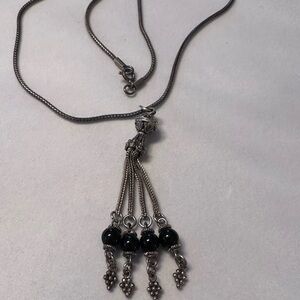 Elegant Silver and Black Pendant Necklace